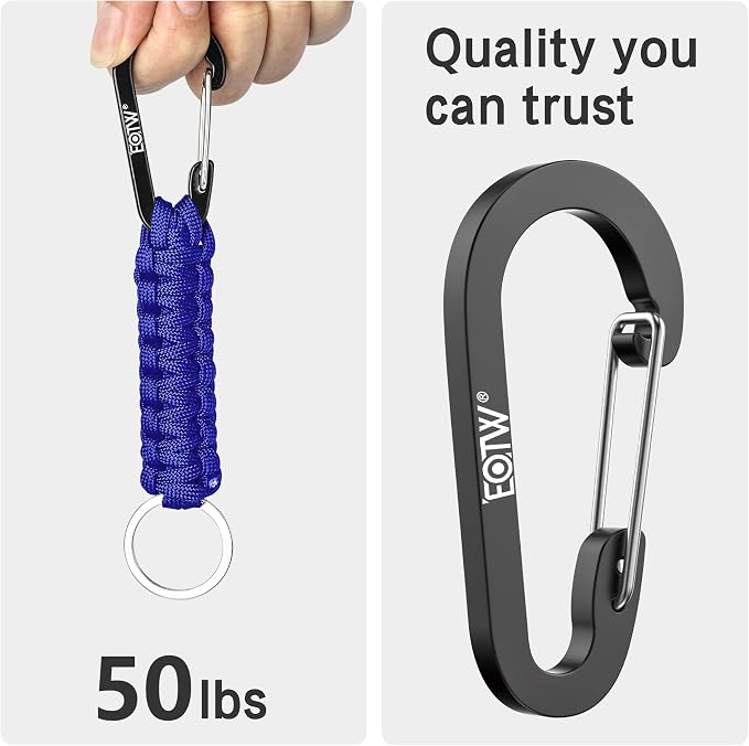 EOTW Carabiner Keychain,Paracord Keychain Small Aluminum Clip D Ring for Camping, Hiking, Fishing, Or As A Key Organizer