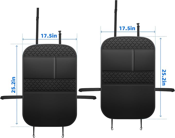Back Seat Protector 2 Pack Fit for Ford Explorer Car Kick Mats for Kids Upgraded Version with Storage Organizer Waterproof Dirt Proof Faux Leather Auto Accessories (Black)