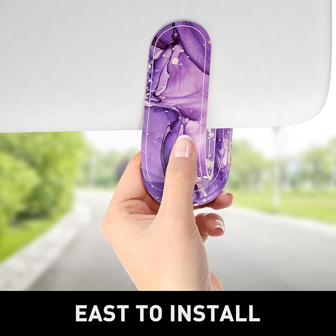Sunglasses Holder for Car Visor, Magnetic Leather Car Sunglass Holder, Car Sun Visor Glasses Hanger Clip, Car Interior Accessories for Women Men, Fits All Size Eyeglasses