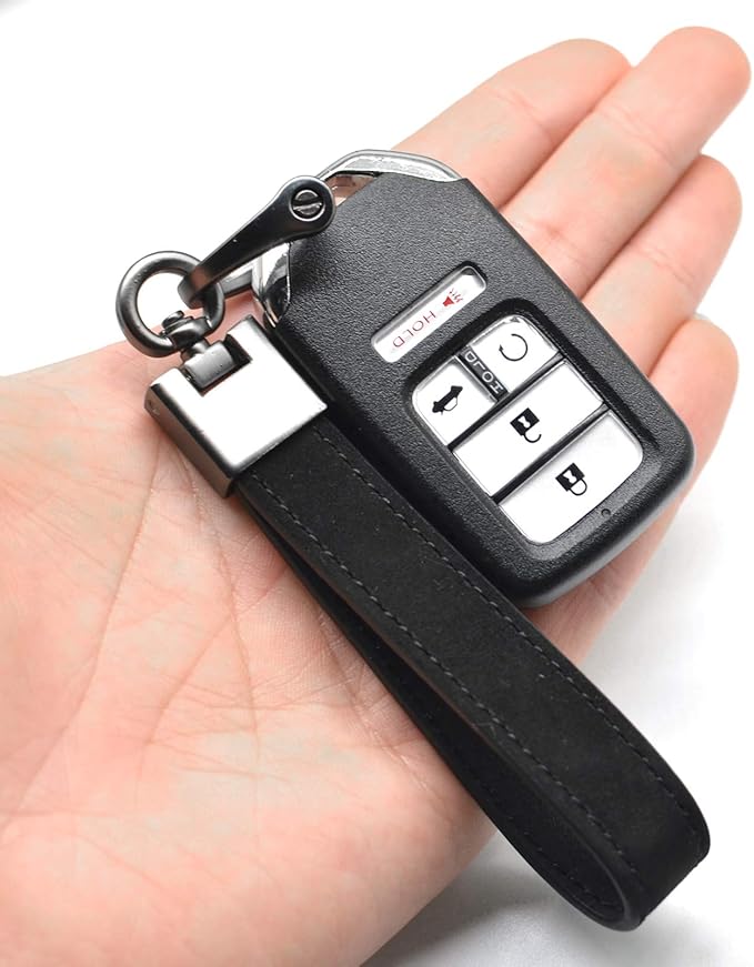 MECHCOS Car Key Fob Keychains Genuine Leather Keys Chain Holder for Men and Women with D-Ring, Screwdriver, Key Rings and 360 Degree Rotatable Swivel, Black