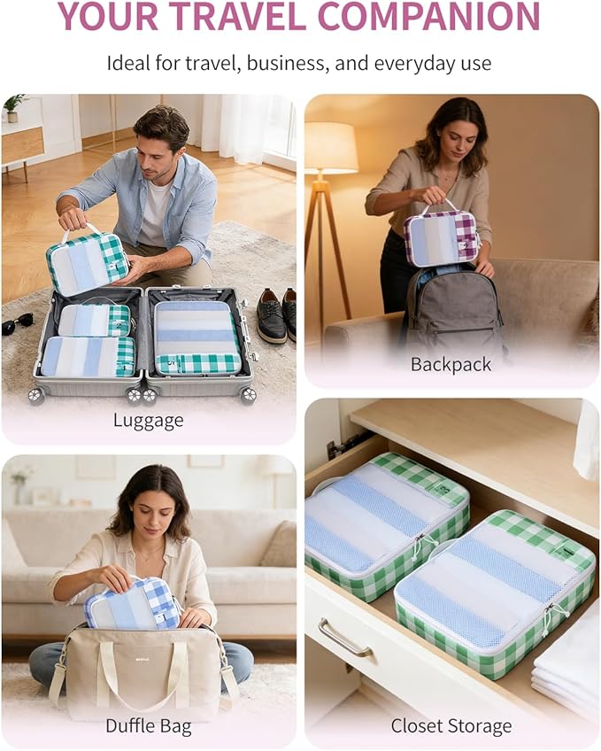 ECOHUB 6 Set Packing Cubes for Travel Durable Suitcase Organizer Bags Set with Personalized Tag Travel Essentials with Shoe Bag Traveling Accessories for Luggage Machine Washable,Wine Red