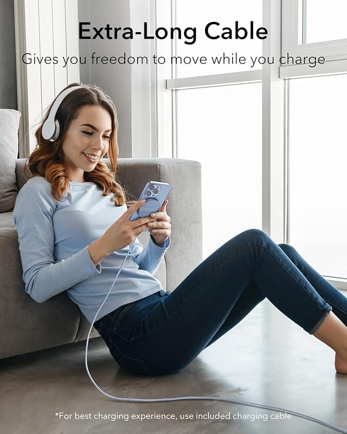 ESR for Magsafe Charger, Wireless Charger Kickstand, Charging Pad for iPhone 16/15/14/13/12 Series and AirPods 4/3/Pro/Pro 2, Galaxy S25 Strong Magnetic Charger Pad with 5 ft Removable Cable, Blue