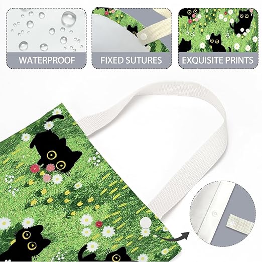 Black Cat Car Trash Bag, Car Trash Bag Hanging, Waterproof Cars Back Seat Hanging Organizer and Storage Trash Bags for Vehicle Travelling Camping