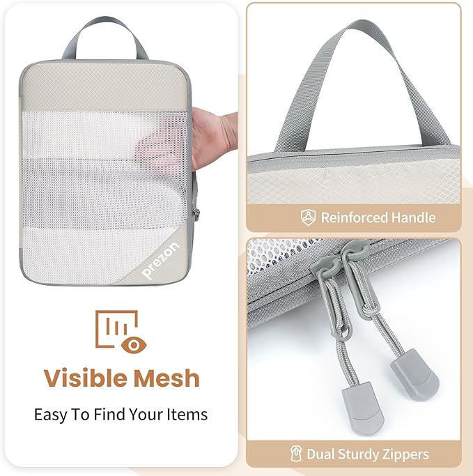 Compression Packing Cubes for Travel, Lightweight Vacation Travel Essentials, Travel Accessories for Suitcase Organizer Bags Set, Durable Luggage Organizer