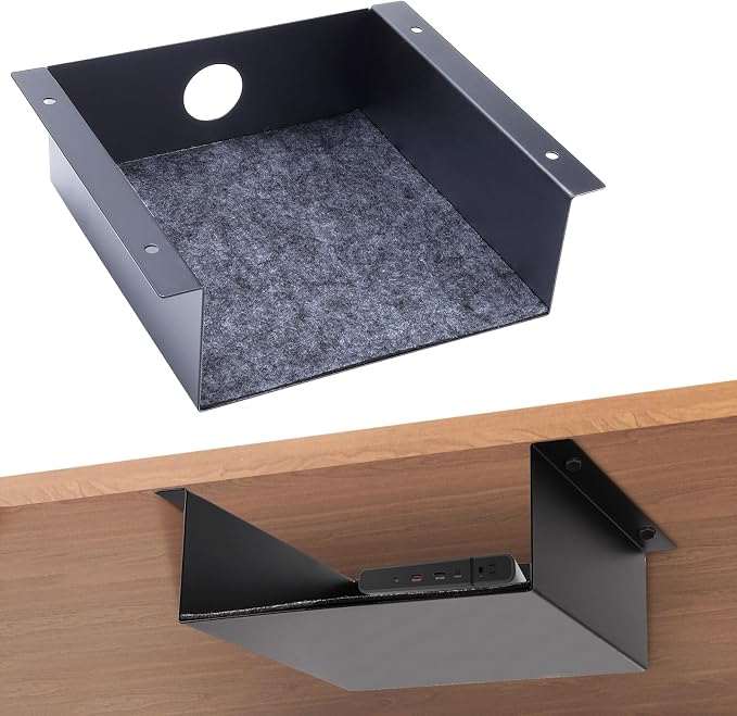 Under Desk Storage Shelf, Steel Under Desk Tray Mountable Add-On Shelf for Table Office Desk, Small (Pack of 1)