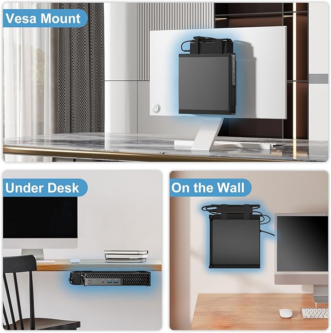 Mini PC Mount for Dell OptiPlex MFF and Pro Micro PC VESA Wall and Under Desk Mount for Dell OptiPlex Micro Pc Mounting Bracket for Dell QCM1250 7050 7080 5070 7020 3000 7060 and More with Mouse Pad