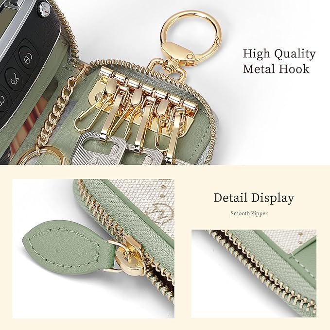 GOLF SUPAGS Women PVC Leather Car Key Chain Card Holder Wallet Pouch 6 Hook Snap Closure keys Money Organizer Case | Card Holder, 6 Hook, Snap Closure, keys, Money Organizer, Case