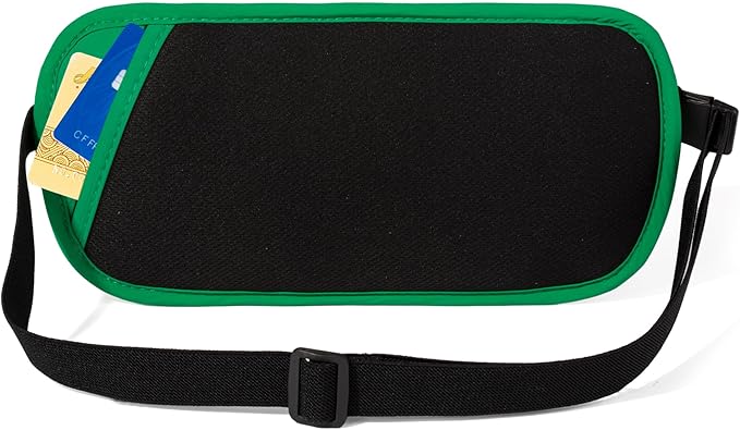 Money Belt - Slim Passport Holder RFID Blocking Travel Wallet Undercover Fanny Packs for Men Women - Green