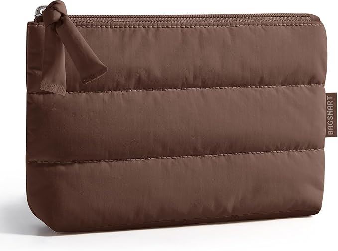 BAGSMART Small Puffy Water-Resist Makeup Bag for Women