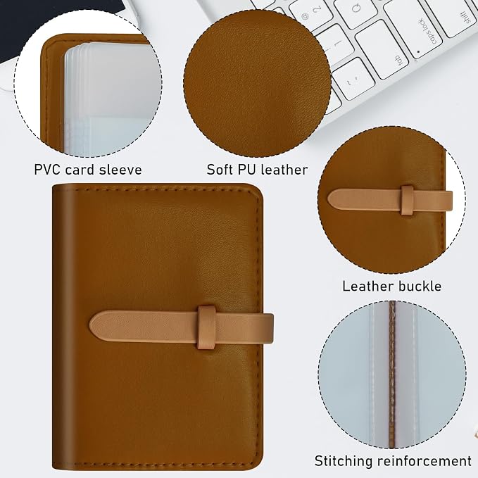Credit Card Holder with 40 Suitable Slot, ID Card Case PU Leather Wallet for Women Men Business Organiser Pocket (Little Brown)