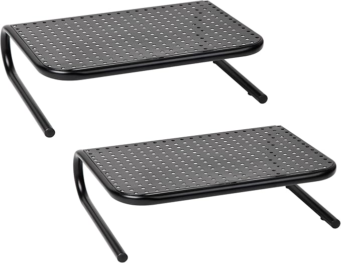Mind Reader Monitor Stand, Ventilated Laptop Riser, Desktop Organizer, Metal, 14.5" L x 11.25" W x 4.25" H, Black (Pack of 8)