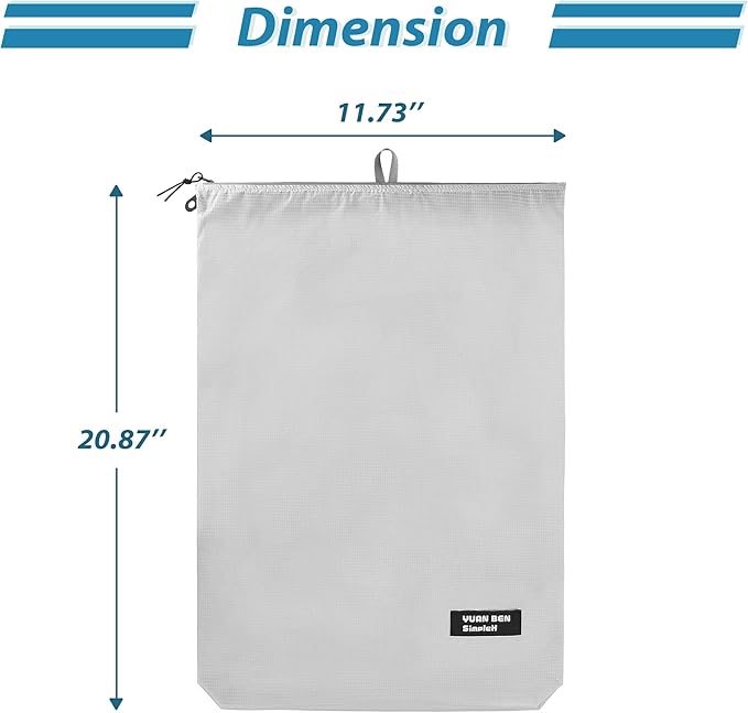Veki 2 Pack Travel Laundry Bag, Waterproof Dirty Clothes Bags with Handles, Washable Wet Dry Bag, Essential Storage Organizer for Camping, Gym, Swimsuit, Suitcase, College Dorm (Blue&Grey, X-Large)