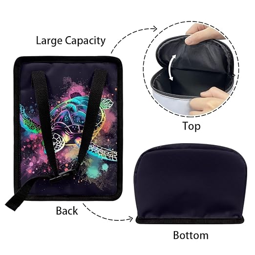 Talayituse Paint Splatter Turtle Print Car Trash Can with Lid, Leak Proof Auto Trash Bag Hanging Vehicle Garbage Can Multipurpose Storage Container for Back Seat Road Trip