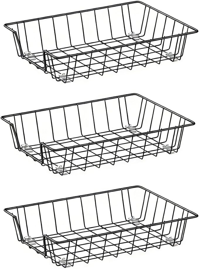 Gawerk Letter Desk Tray Organizer, A4 File Tray Magazine Files Storage Basket Organizer Bin, Black, 3 Pack