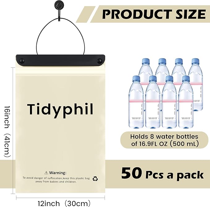 150 PCS Disposable Car Trash Bags Hanging, Leak-proof, Odor Seal. 2 Gallon Car Garbage Bags, Big Capacity. Independent of Car Trash Can, Easy Stick-On Car trash Bin for Car, SUV, Truck, Stroller.White
