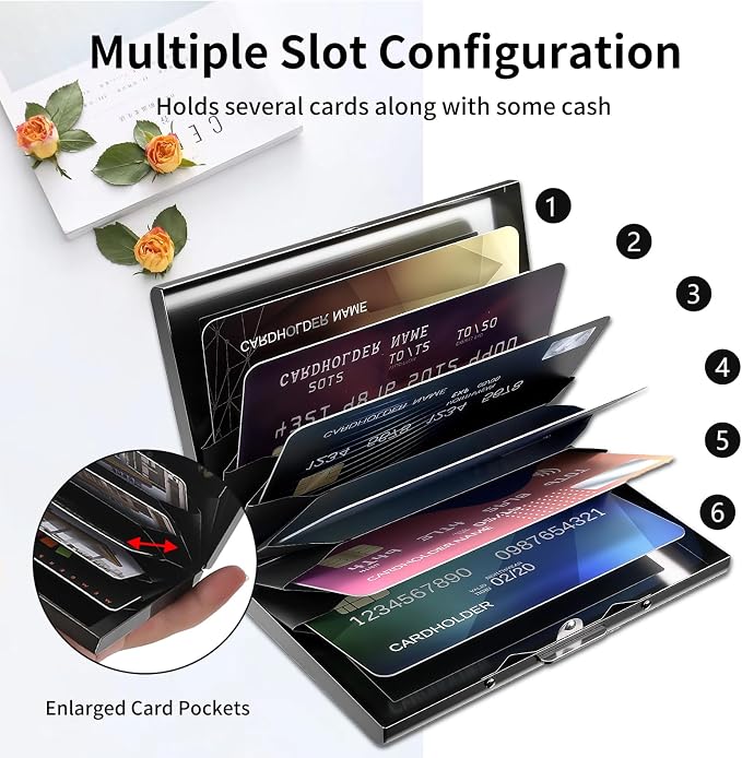 RFID Metal Wallet Credit Cards Holder Slim Mini Business Card Holder Metal ID Case Gift for Men Women,Fierce Dragon