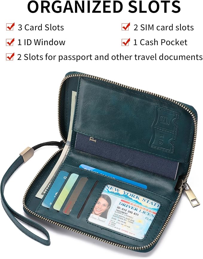 RFID Blocking Passport Holder for Wallet,with Zipper Travel Wallet Credit Cards Case Women Men Passport Cover Wallet