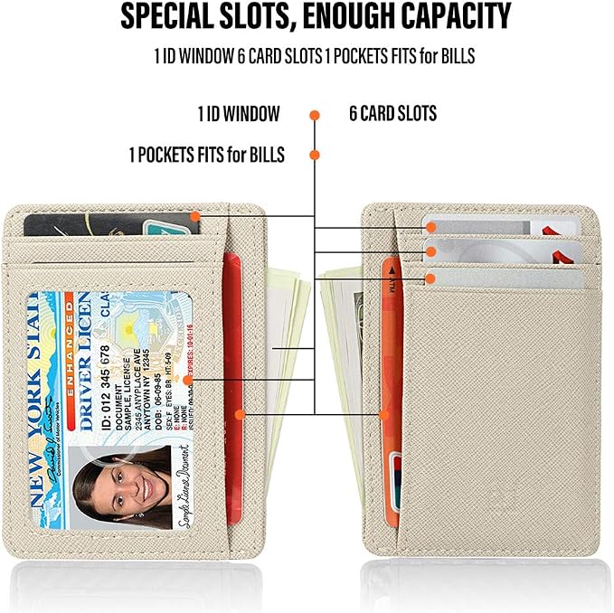 GH GOLD HORSE Slim RFID Blocking Card Holder Minimalist Leather Front Pocket Wallet for Women | Slim