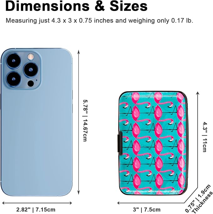 RFID Blocking Small Metal Credit Card Holder Wallet for Women Men Business Aluminum Protector Sleeves Slim Mini Cards Case (Pink Flamingos)