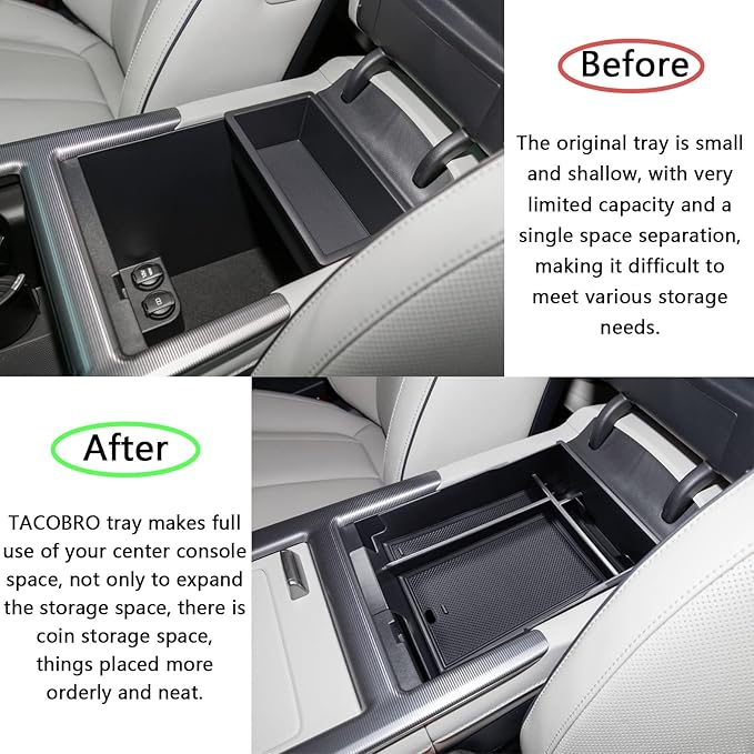 TACORBO Center Console Organizer Compatible with Hyundai Palisade 2023 2024 2025 Accessories, Armrest Insert Tray, ABS Black Glove Box Secondary Storage(No Fit Palisade 2020-22), Black