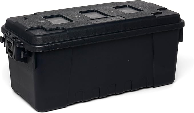Plano Storage Trunk, Black, Medium, Lockable Storage Box, Airline Approved Sportsman Trunk, Hunting Gear and Ammunition Bin, Heavy-Duty Containers for Camping, 68-Quart