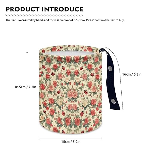 Rose Ladybird Car Front Seat Can Leak Proof Auto Trash Basket Vehicle Foldable Hanging Console Front Seat Car Garbage Bag for Front Seat, Back Seat