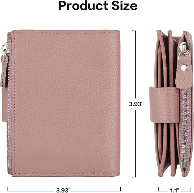 Lavemi Small Compact Women Wallet RFID Blocking Genuine Leather Bifold Purse with ID Windows