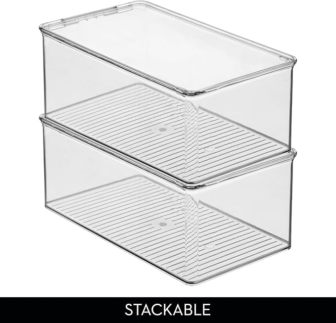 iDesign Stackable Shoe Box - Plastic Shoe Box with Hinged-Lid - Clear - Made in USA