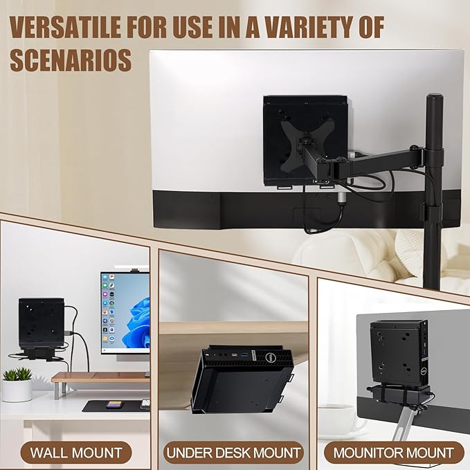Dual VESA Mount for Dell OptiPlex Micro,Wall Dual VESA and Under Desk Mount Fits Dell Micro Pro,Plus MFF,Support VESA Dell Micro Mount for Monitor Arms and Wall Mounts with 75x75mm&100x100mm Mounting