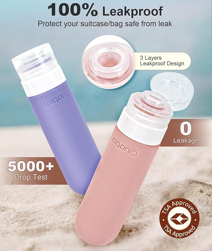 20 Pack Travel Bottles for Toiletries, Original Patented, TSA Approved Travel Size Containers, Leak Proof Silicone Shampoo and Conditioner Bottles Women & Men, Airplane Cruise Essentials, DustyPink