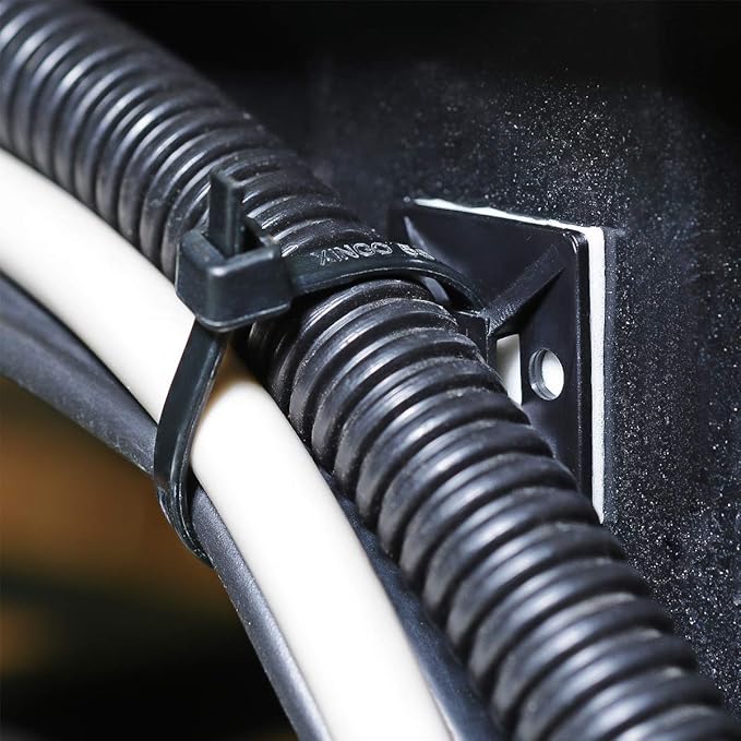 200pcs 3/4" Back-Glue Self Adhesive Black Strong Cable Zip Tie Mounts with 8" Ties, Screws, UV Protection Outdoor Sticky Wire Fasteners Cable Clips Management Anchors Organizer Holders Squares