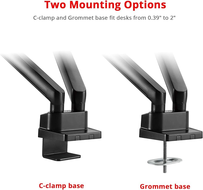 SIIG Aluminum Mechanical Dual Monitor Arm Mount - Height Adjustable Desk Mount for 17in to 32in Screens - 17.6lbs Each Arm - VESA 75x75mm 100x100mm, Black