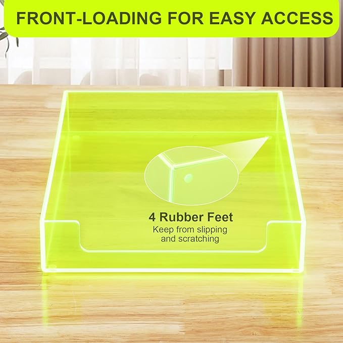 Paper Tray Acrylic File Organizer for Desk Letter Tray Desk Organizer Document Holder Sorter Storage for A4 Office Supplies Magazines, 13.8x10.6x2.4 Inches, Neon Green
