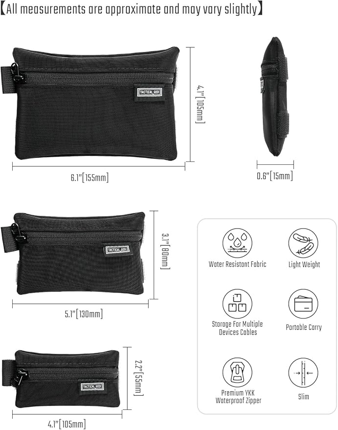 TACTICAL_GEEK Storage A5 EDC Storage Pouch Set, Molle EDC Gadget Pouch, Multi-Functional Utility Small Tool Pocket, Small Organizer for Daily Carry (Transparent Black)