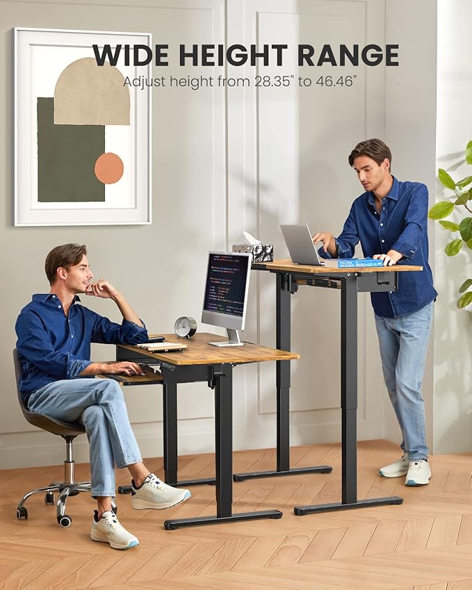 ErGear Electric Standing Desk with Keyboard Tray, 55x28 Inches Adjustable Height Sit Stand Up Desk, Home Office Desk Computer Workstation,Vintage Brown