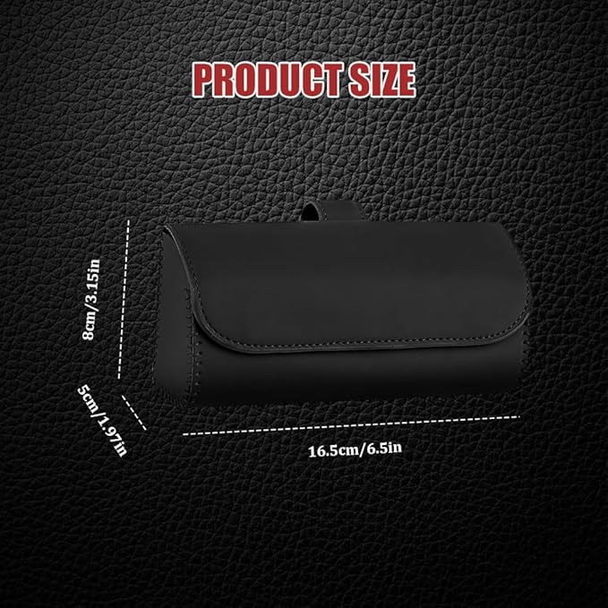 Sunglasses Holder for Car Sun Visor, Leather Auto Eyeglasses Storage Case with Hidden Magnetic Closure, Universal Protective Glasses Organizer Box, Visor Accessories for Woman Man (Black)