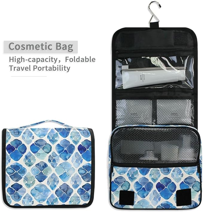Hanging Travel Toiletry Bag Watercolour Tortoise Shell Kit Makeup Case Cosmetics Organizer for Men Women