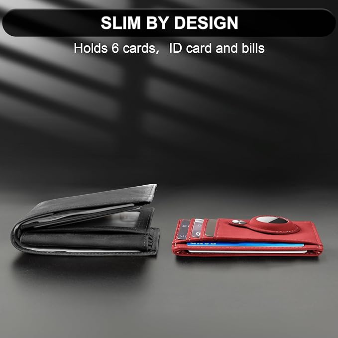 Hawanik Slim Minimalist Front Pocket Air Tag Wallet, RFID Blocking Card Holder Wallet with Airtag Holder