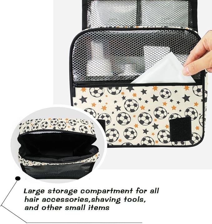 Hanging Travel Toiletry Bag Kit Boys Makeup Case Cosmetics Organizer for Men Women (Many Ball and Star)