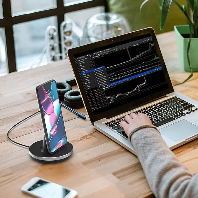 Encased Desktop Charging Stand for USB-C Phone and Tablets, Adjustable Case-Friendly Dock Station Charger, Super Fast Charge Compatible (Wired Type-C)