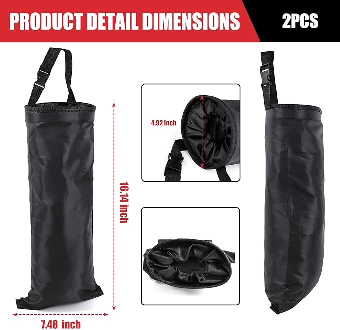 2PCS Car Trash Bag, Seat Back Hanging Car Garbage Bag, Waterproof Hanging Car Trash Can for Camping, Outdoor Traveling, Home Use & Car Storage, Washable Oxford Material