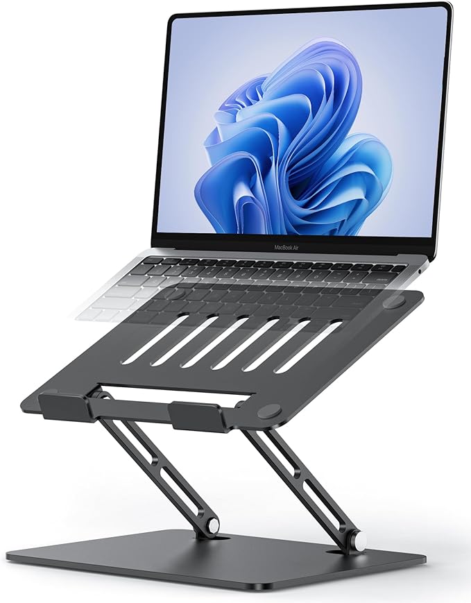 LOXP Adjustable Laptop Stand, Ergonomic Computer Stand for Desk, Aluminum Ventilated Colling Laptop Riser Holder Mount Compatible with MacBook Pro Air, HP, Dell 10-15.6" All Laptops