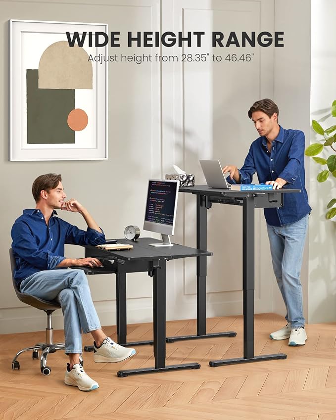 ErGear Electric Standing Desk with Keyboard Tray, 55x28 Inches Adjustable Height Sit Stand Up Desk, Home Office Desk Computer Workstation, Black