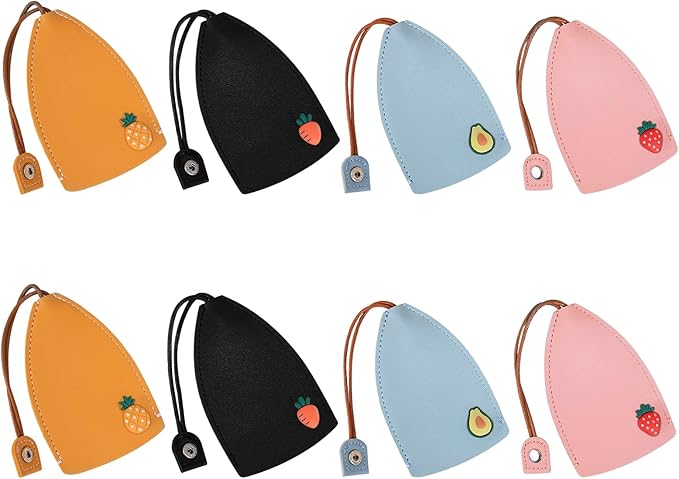 8Pcs Cute Key Fob Case, PU Leather Car Key Case Personalized Pull Out Key Bag Portable Key Pouch for Car Keys