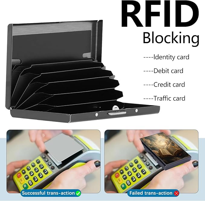 Credit Card Holder Books Design Mini RFID Blocking Aluminum Wallet Slim Metal Hard Cover Shell Travel Wallet ID Cases Small Credit Cards Case Business Cards for Women Men Girls