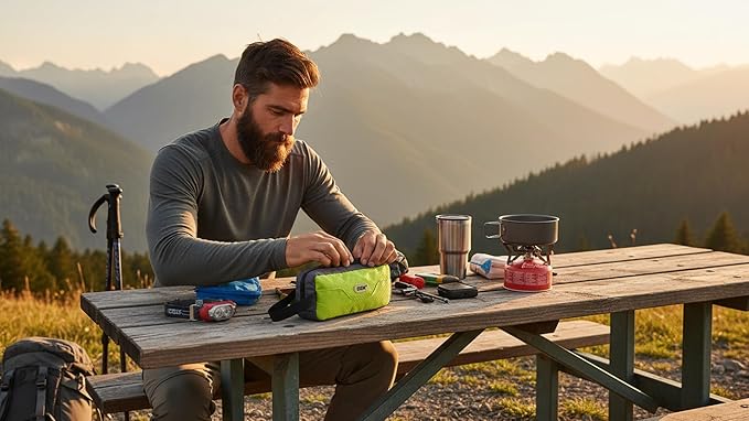 GOX Premium Toiletry Bag, Dopp Kit Case For Travel, Multifunction Organizer Pouch (Green/Grey)