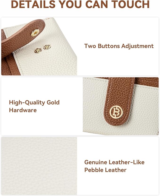 BOSTANTEN Slim Wallet for Women Small RFID Blocking Credit Card Holder Leather Bifold Wallets with Zipper Coin Pocket Beige＆Brown