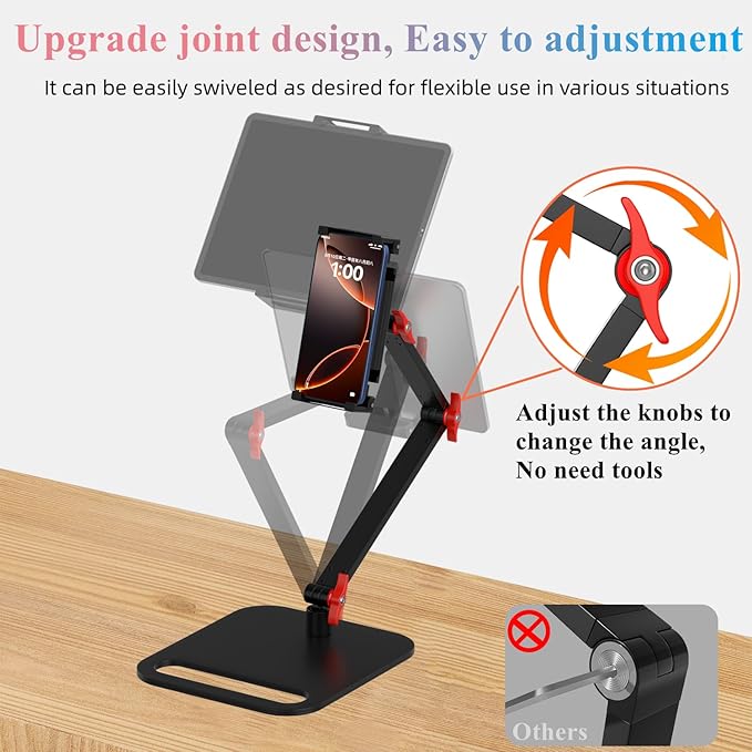 Height Adjustable Portable Monitor Stand, Upgrade Knob Adjustment Portable Monitor Holder for 15.6 17.3 18.5 Inch Screen, Ergonomic Travel Monitor Mount, Tablet Stand for iPad 12.9‘’