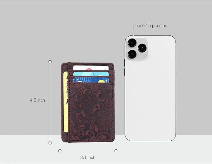 Real Leather Slim Minimalist Wallet for Men and Women -RFID Blocking Front Pocket Thin Credit Card Holder Stylish Wallets (Brown1)