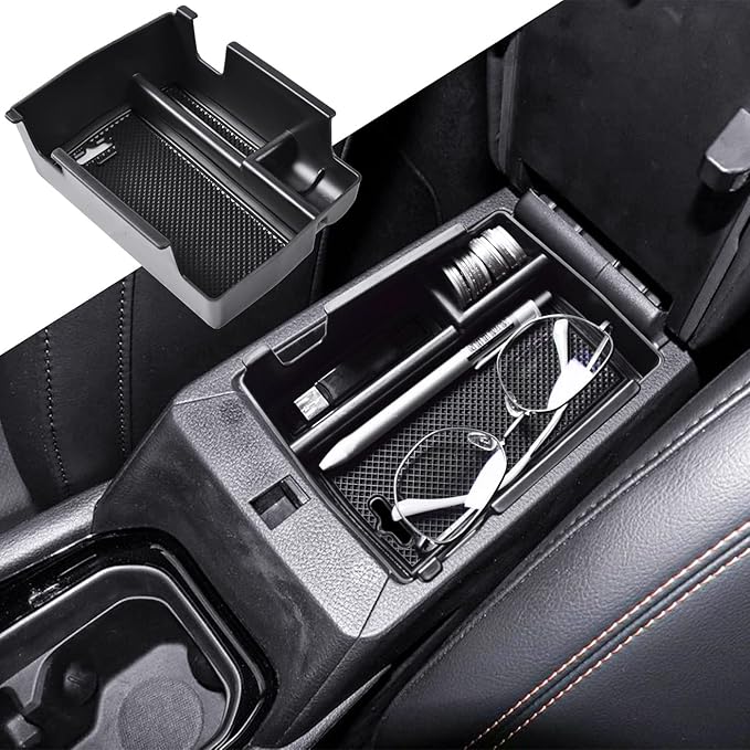TACOBRO Center Console Organizer Tray Compatible with Jeep Compass 2022 2023 2024 2025 Accessories Insert Armrest Glove Box Secondary Storage Divider ABS Materials，Black